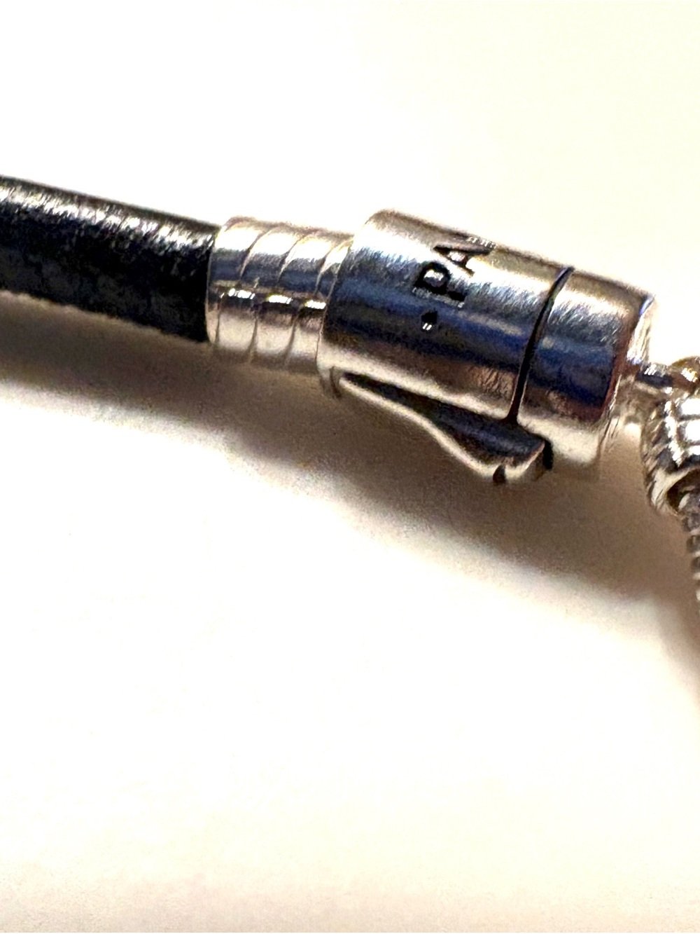 Pandora Black Braided Leather Adjustable Bracelet with Silver Sliding Bolo Clasp - Picture 3 of 7